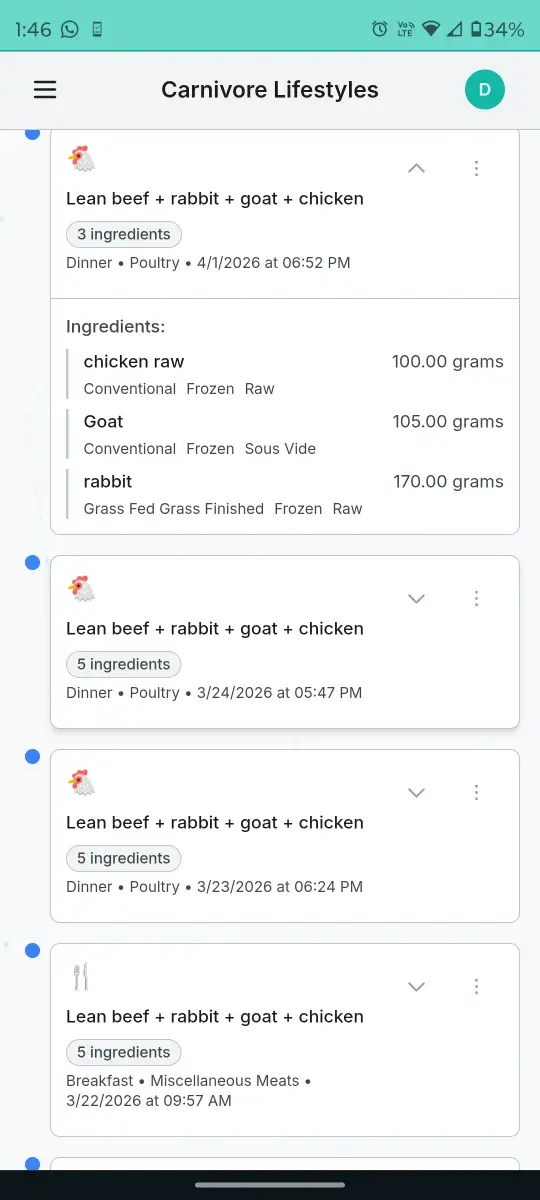 Meal and lifestyle logging